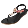 Damen-Sandalen, Bohemian-Stil, Diamant-Clip-Zehe, niedriger Absatz, lässige Damenschuhe, gewebte Flip-Flops, weiches Leder, Größe 35–41