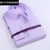 Vente en gros- BUTTERMERE Marque Hommes Mode Chemises Bambou Tissu Coton À Manches Longues Robe Chemise Tenue de soirée Business Party Chemise Camisa Social