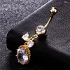 Anello di pancia dolce per ragazze Cubic Zirconia Sparky Bowknot Anello di pancia Penetrante Ciondola ombelico Gioielli per il corpo Anello P0212