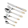 86PCs rostfritt stål bestick sätter guldpläterad bestick uppsättning dinnerware porslin silverware kniv sked gaffel med presentförpackning