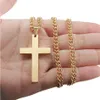 Modelegering Glossy Cross Charm Pendant Chain Halsband för män kvinnor, 22-24 tum 4 färger 12 st/partier