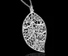 Pendentif feuille plaqué argent Sterling 925, 5.7CM x 2.9CM, accessoires de mode, collier adapté, nouvelle mode 2017