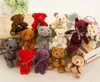 Gevulde teddybeer knuffels meisje baby shower partij gunst cartoon dier sleutel tas hangers 12 cm kerstcadeautjes