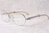 2017 neue Retro-Mode, weiße Rinderhörner, diamantierte Brille T7550178, gerade Bügelbrille für Männer und Frauen, Größe: 57–22–135 mm