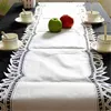 16x53" Europe WHITE Lace Table Runner Hand Embroidery Ployester Lace Wedding Decoration Embroidered Floral Table Cover Dustproof Runners