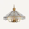 Europese Pure Copper Woonkamer Hanglamp Studeerkamer Diamant Glazen Schaduw Koper Hanglamp Slaapkamer Gesneden Hanglamp