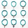 Partihandel Ny Natural Lava Stone Tree of Life Cross Turquoise Prayer Beaded Charms Armband Rock Men's Women's Fashion Diffuser smycken