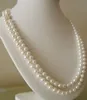 Long 37Inch 7-8mm Natural White Akoya Pearl Necklace 14k Gold Clasp