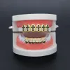 Nieuwe vergulde ijskoude zwarte hiphop tanden voor mond grillz caps top bodem grill set vampier tanden sieraden