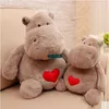 Dorimytrader Lovely Soft Giant Animal Hippo Plush Toy Big Stuffed Cute Cartoon Hippos Fylld kudde Kids Dock Gift 20Inch 50cm DY61503