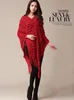 Jesień Moda Dzianina Ponchos Rozrywka Scaligan Dzianie Coat Dama Batwing Cape Tassels Poncho Szal Okłady Sweter Sweter C3044