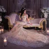 Gorgeous Mermaid Wedding Dresses Lace Appliques Sheer High Neck Bridal Gowns With Long Sleeve Appliques Crystal Wedding Dress