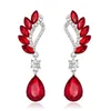 Luxe Saffier Crystal Drop Dangle Earring Amethist Edelsteen Kroonluchter Oorbellen Voor Dames Dames Bruiloft Sieraden Geschenken