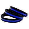 100PCS Blue Lives Matter Silicone Rubber Bracelet Debossed Logo and Filled Special Ink Hurtless To Body