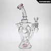 SAML 21.5CM Tall Glas Bong Hookahs Double Recycler Högkvalitativ oljeplattform DAB Riggar Vattenrör Kvinnlig fogstorlek 14.4mm PG5110