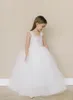 Ivory First Communion Dresses for Girls 2017 Bling Bling Beading Bodice Ball Gown Flower Girl Dress Floor Length