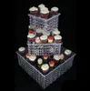 5sets / Lot 3 Tier Acrylic Cupcake Stand Crystal Cake Stand Square Christmas Wedding Anniversary Birthday Party Display Verktyg