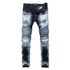 Erkek Skinny Jean Sıkıntılı Ince Elastik Kot Denim Biker Jeans Hip hop Pantolon Yıkanmış Yırtık Kot artı boyutu