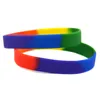 1 pieza de pulsera de goma de silicona con decoración de moda del Orgullo Gay, Color liso segmentado, tamaño adulto, joyería sin género