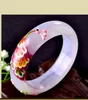 National vent blanc agate paon Mosaïque dessin coloré ou motif large bracelet. Amour de belle femme