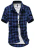 Hele-Rood En Zwart Plaid Shirt Mannen Shirts 2016 Nieuwe Zomer Mode Chemise Homme Heren Geruite Shirts Korte Mouw Men307I