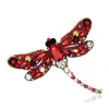 Rhinestone Dragonfly Brooches For Women Antique Gold Color Scarf Lapel Brooch Pins Animals Crystal Jewelry Gifts 216F