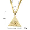 Yeni Varış Altın Illuminati Horus'un Gözü Mısır Piramidi Zinciri Erkekler/Kadınlar Için Kolye Kolye Hip Hop Takı
