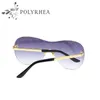 2021 Women Brand Sunglasses Cutting Rimless Gradient Sun Glasses Ladies Oversize Eyeglasses Clear Lens With Box Cases