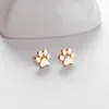 Hollow Pet Cat Dog Lover Paw Print Stud Oorringen Puppy Memorial Minimalistisch Earring Leuke dieren voetafdruk Goud Verzilde oorbellen