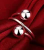 Fabriek Prijs Mooie Senior Design Plating 925 Sterling Zilveren Mode Charm Double Bead Mooie Leuke Mooie Ring Sieraden Maat US8