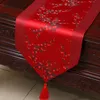 Short Length Patchwork Chinese Silk Table Runner Cherry blossoms Rectangular Damask Table Cloth for Wedding Party Dining Table Mat 150x33 cm