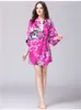 Kadın Pijama Kimono Gece Elbise Yapay Ipek Saten Düğün Gelin Nedime Elbiseler Kısa Çiçek Bornoz Sabahlık Femme262D