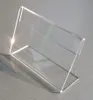 1溶接l形状の透明なアクリルプラスチックサインディスプレイペーパーラベルカードタグホルダースタンドテーブルの水平方