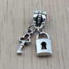 100 Stck. Antiksilber Schloss Schlüssel Legierung baumeln Charme Perlen handgefertigt für Armband Schmuckzubehör