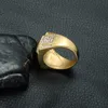 Hip Hop Micro Pave Rhinestone Iced Out Bling Ring шестиугольная IP Gold Filled Титановые кольца нержавеющей стали для мужчин