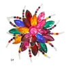 Fashion Trendy Blooming flowers Lines Multicolor Bridesmaid Wedding Party Brooch Pin for Coats Crystal Women Corsages Clothing Accessories