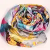 9STYLES Lavande Rouge Noir Lys Fleur Foulards Femmes Mode Satin Peinture À L'huile Long Wrap Châle Plage Foulard En Soie 160X50cm S82-s90