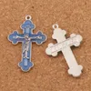 Emalia Jezus Crucifix Cross Charms Zawieszki 70 sztuk / partia 21x33.5mm Antique Silver Moda Biżuteria Fit Bransoletki Naszyjnik Kolczyki L424