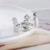 925 silver plating 10pcs Classic Mosaic crystal Crown ring 8# High-quality Silver Accessories LKNSPCR034303D