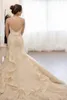2021 Uniques Designers Robes de mariée sirène avec des volants Train Sweetheart Lace Lace Backless Vintage Plus taille Bridal Robes5124879