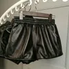 Women's new luxury fashion genuine sheepskin leather high elastic waist wide leg boot cut shorts plus size S-5XL