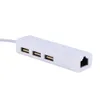 Freeshipping Tipo C a 3 puertos Rj45 Ethernet USB 2.0 Hub Adaptador de red Cable para dispositivos USB Tipo-C para computadora Cable blanco