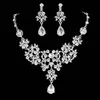 New Arrival Rhinestones Bridal Jewelry Sets Silver Crystals Three Pieces Wedding Necklaces Tiaras Crowns And Earrings For Bride Accessories