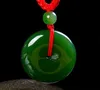 Manual sculpture, green jade peace buckle (safely). Auspicious necklace pendant