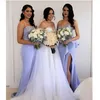 2017 Lavender Mermaid Front Split Bridesmaid Dresses Sweetheart Ruffles Train Formal Wedding Guest Party Cheap Evening Gowns Custom Made