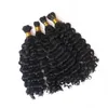 4 buntar Deep Wave Bulk Human Hair No Weft Natural Color Curly Peruansk flätande hårbulka för svarta kvinnor FDSHINE