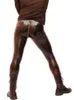 Wholesale-Men Super Sexy Faux Leather Pants Tights Slim Fit Trousers Zip Crotch Elastic Night Club