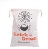 Sac de bonbons sucrés d'Halloween Cadeau de festival Sac à cordon Sac cadeau de Noël Sacs à main en toile Citrouille Diable Araignée Sac de poche de bonbons imprimé