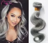 ail Magic Grey Human Hair Weave Silver Grehaid Extensions Factory Peruian Indian Malaysian Brazilian Body Wave Hair3バンドル