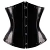 Sexig Vintage Underbust Lace Up PVC Faux Läder Corset Bustier Waist Cincher med G-String